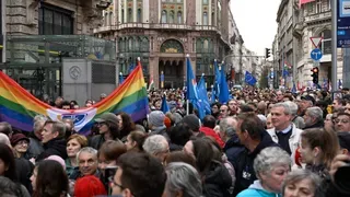 Protesters Block Traffic in Hungary in Opposition to New Law Banning LGBTQ+ Pride Events